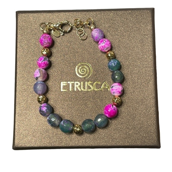Etrusca Giotelli fuchsia Jasper beads NEW - Picture 2 of 5